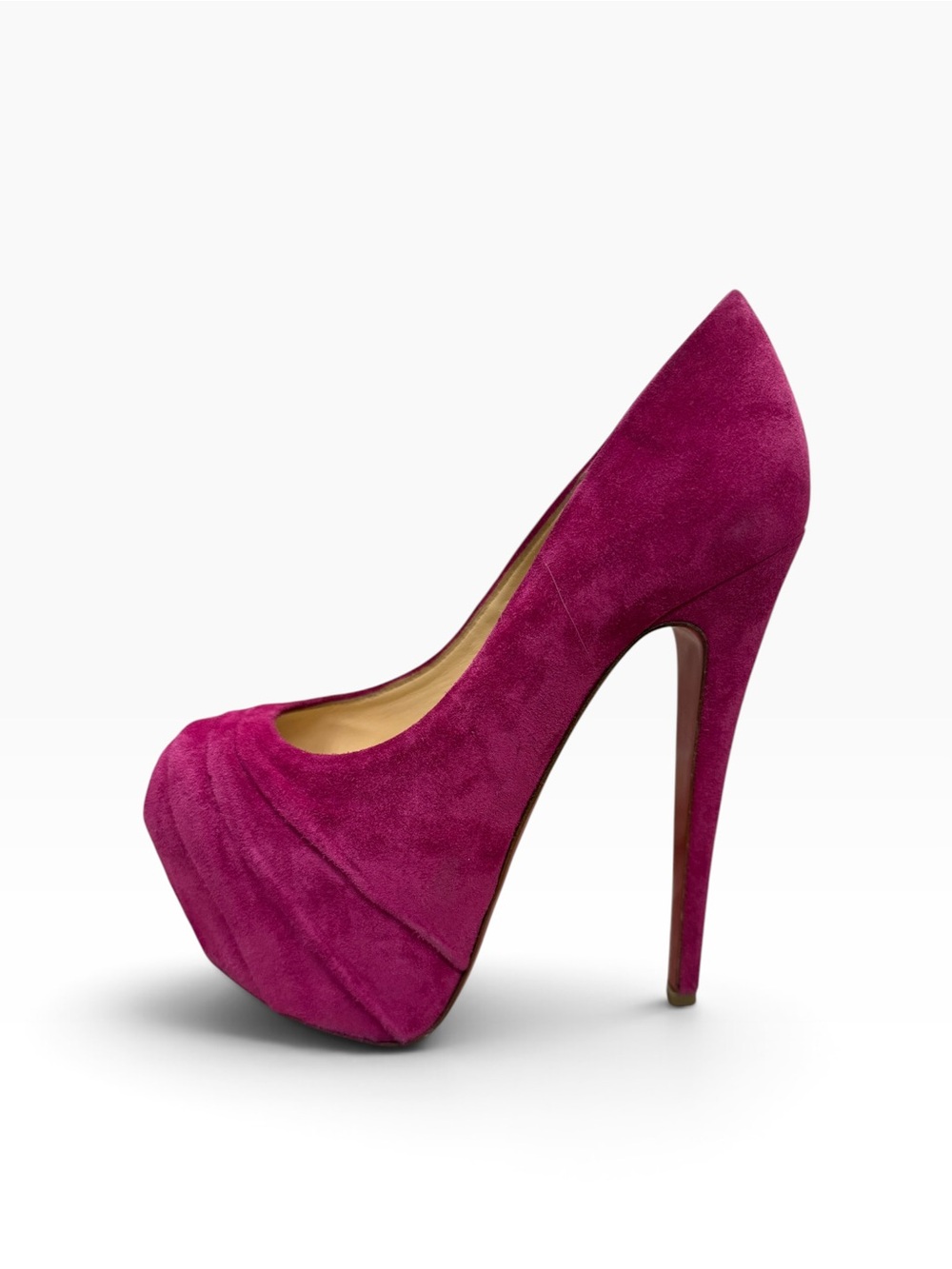 Christian Louboutin Lady Gres Fuchsia Suede Platform Pumps Size 36.5